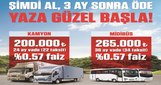 Anadolu Isuzu’dan Kamyon Ve Midibüste 3 Ay Sonra Ödemeye Başla Kampanyası