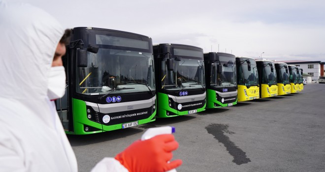 Kayseri'nin Ulaşım Araçları 100 Bin Kez Dezenfekte Edildi