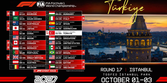GERİ SAYIM BAŞLADI: FORMULA 1®, 3 EKİM 2027’DE İSTANBUL’A DÖNÜYOR